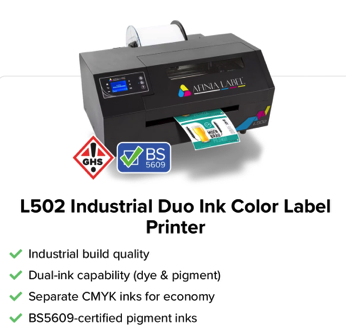 afinia l502 industrial duo ink color label printer zap labeler